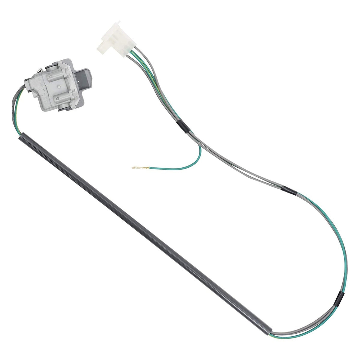 Replacement washer lid switch with wiring harness for Whirlpool and Kenmore Thin Twin washing machines.