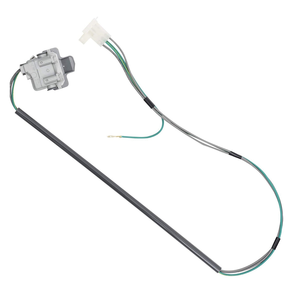 Replacement washer lid switch with wiring harness for Whirlpool and Kenmore Thin Twin washing machines.