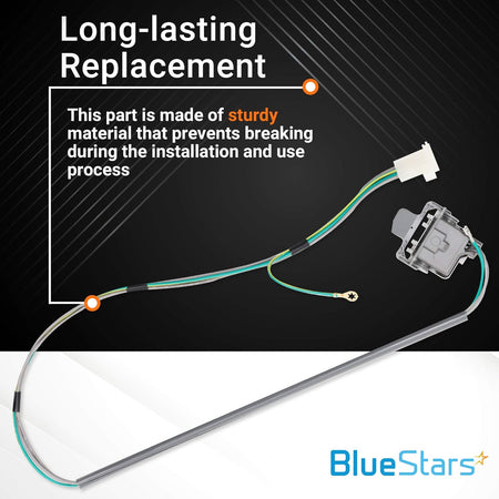 3355458 washer lid switch replacement for Whirlpool and Kenmore washing machines with wiring harness and connector.