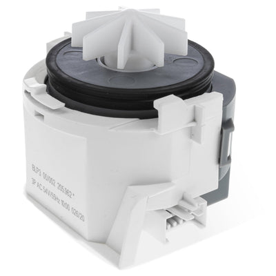 Replacement dishwasher drain pump motor assembly for Bosch and Thermador appliances.