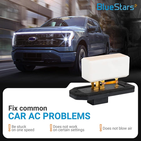 HVAC fan blower motor resistor 4720278 973-020 shown with promotional graphic for fixing car AC problems.