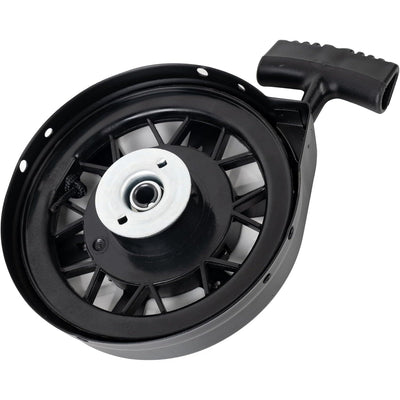 590739 recoil starter assembly for Tecumseh lawn mower engines with black housing and pull handle.