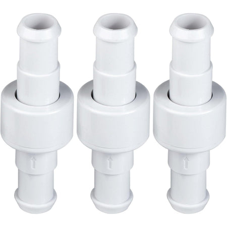 Three white D20 hose swivel replacements for Zodiac Polaris pool cleaners.