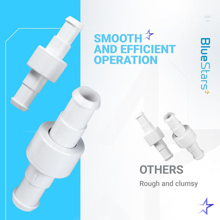 Comparison graphic showing D20 pool cleaner hose swivels for Zodiac Polaris cleaners with smooth operation.