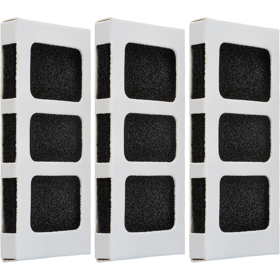 Three Paultra2 refrigerator air filters with black carbon panels compatible with PureAir Ultra II models.