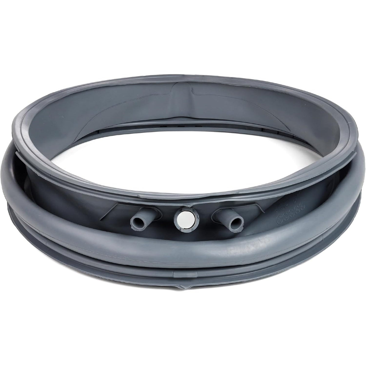 Gray rubber washer door boot seal replacement part for Electrolux front load washing machines.