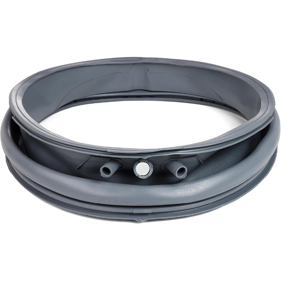 Gray rubber washer door boot seal replacement part for Electrolux front load washing machines.