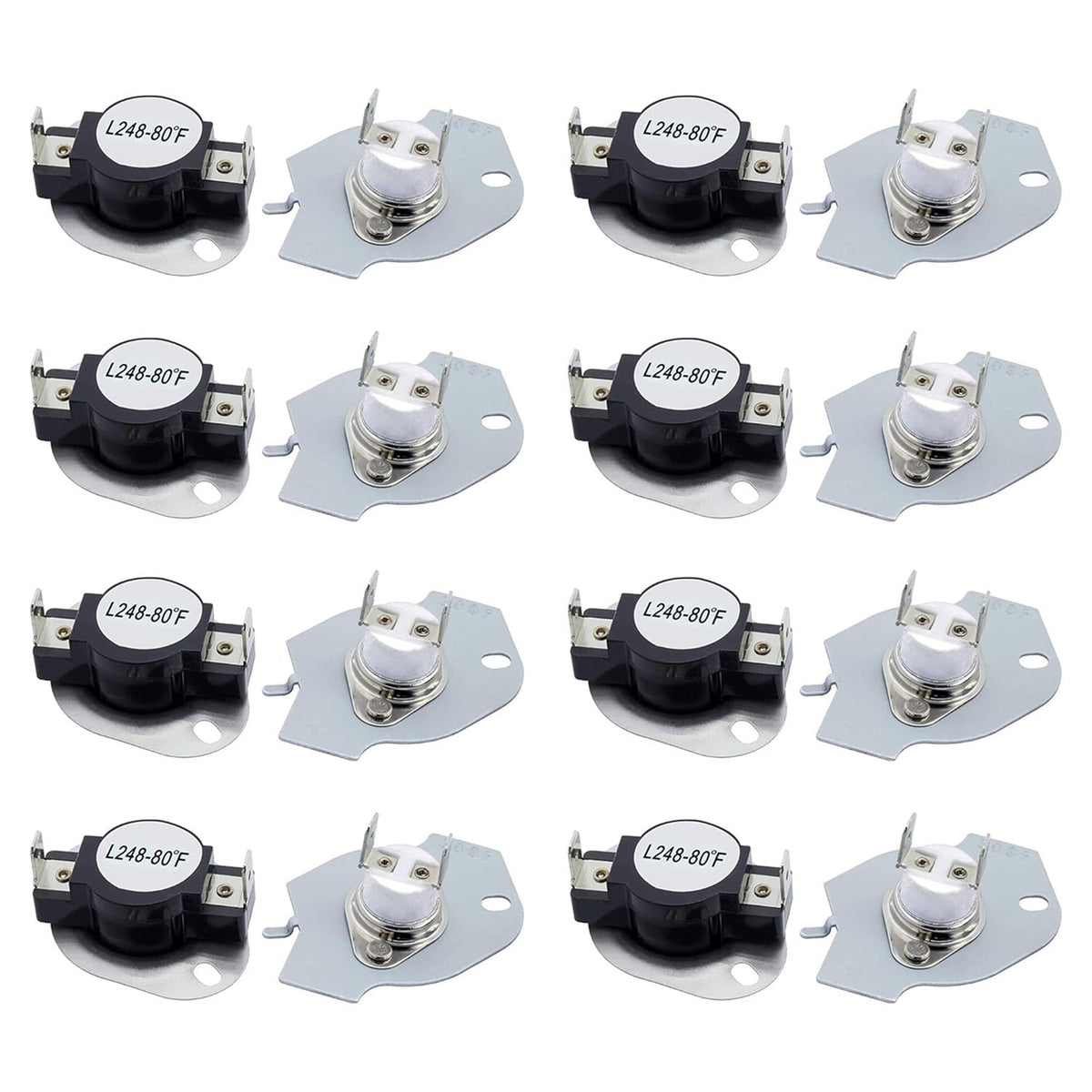 Pack of 8 dryer thermal cut-off fuse replacements for Whirlpool and Kenmore dryers.