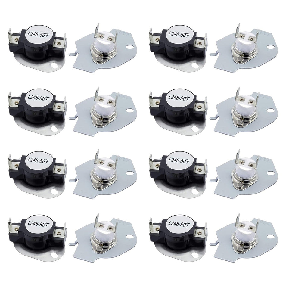 Pack of 8 dryer thermal cut-off fuse replacements for Whirlpool and Kenmore dryers.