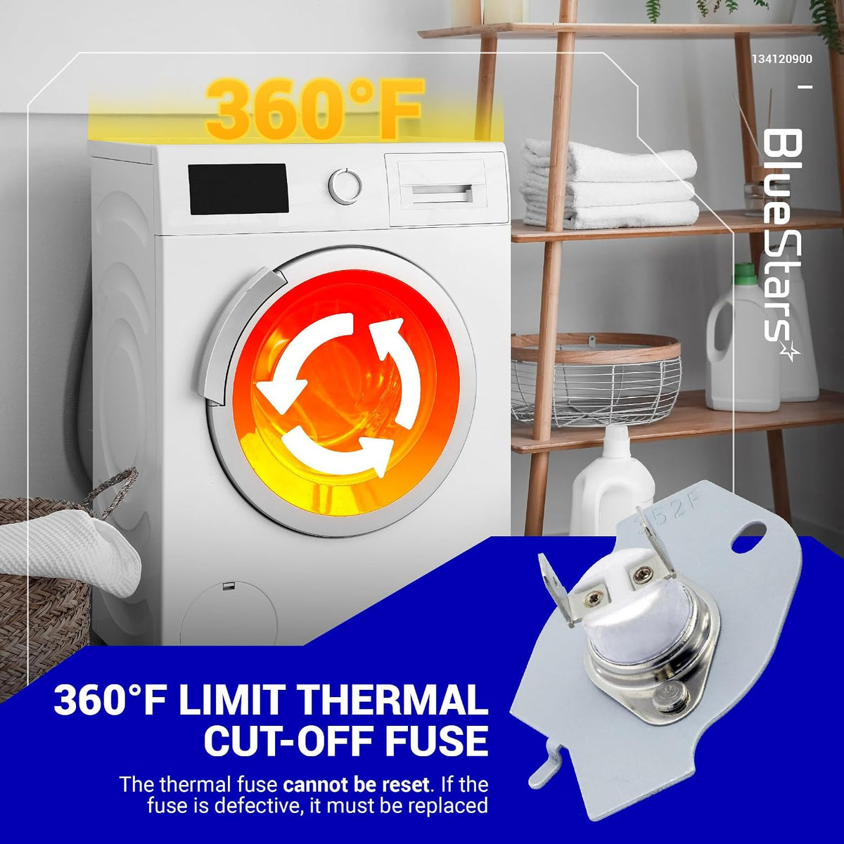 279769 Dryer Thermal Cut-Off Kit graphic showing a dryer, 360°F limit fuse, and replacement text