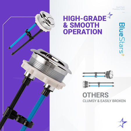 48mm dual push flush toilet button replacement with adjustable rods for smooth operation.