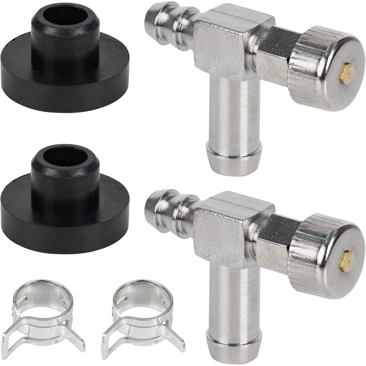 Two fuel shut off valves, two gas tank grommets, and two hose clamps for MTD, Troy-Bilt, and Craftsman equipment.