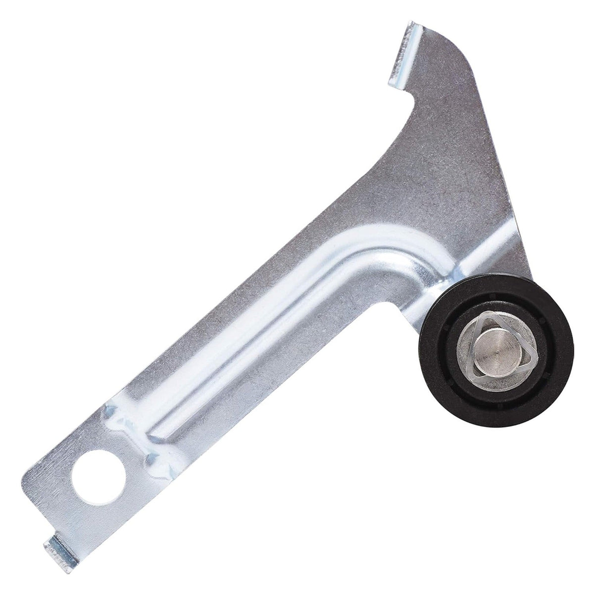 Replacement dryer idler pulley assembly with metal bracket for Whirlpool, Maytag, and Kenmore dryers.