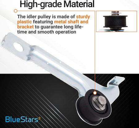 8547174 dryer idler pulley assembly with metal bracket and plastic wheel showing high-grade material construction.