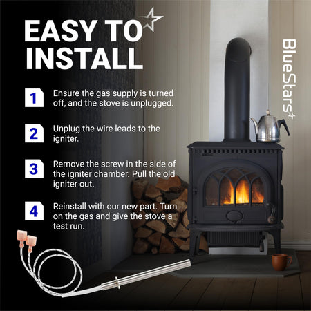 SRV7000-660 igniter replacement installation guide with step-by-step instructions for a gas stove.