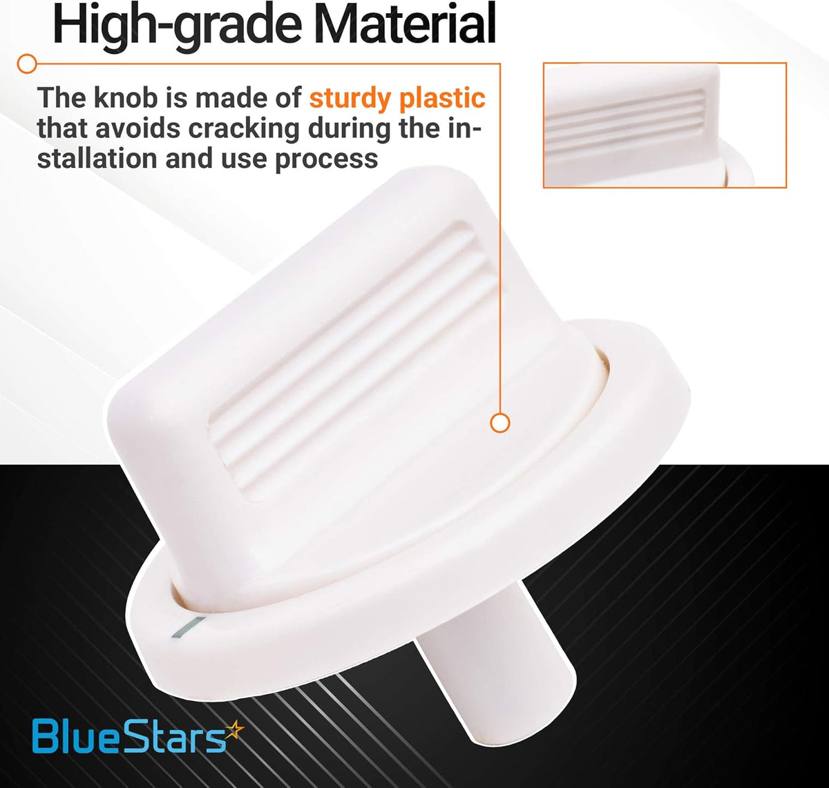 Close-up of white WE01X10160 timer knob for GE washers and dryers made from durable plastic.
