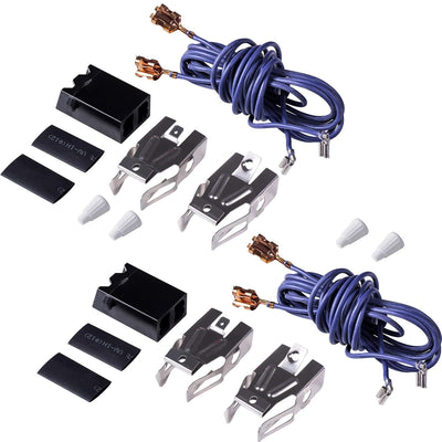 WB17T10006 range surface burner terminal block kit including two sets of wiring harnesses, metal brackets, and connectors.