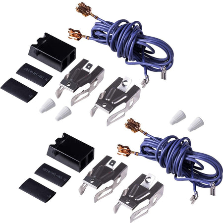 WB17T10006 range surface burner terminal block kit including two sets of wiring harnesses, metal brackets, and connectors.