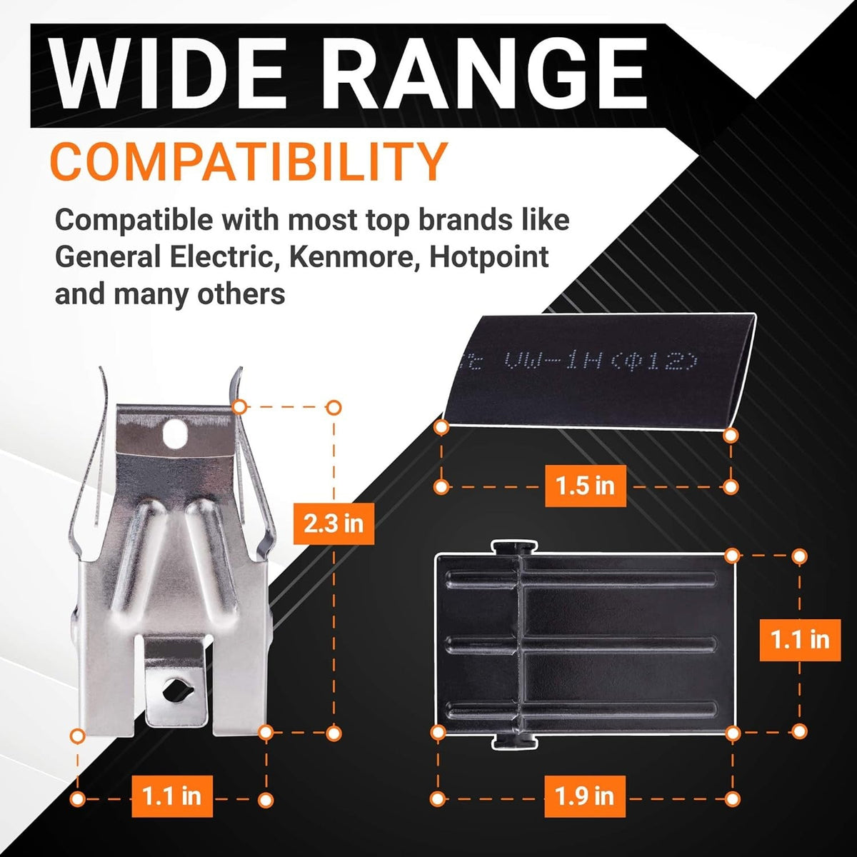 Dimensional diagram showing WB17T10006 range surface burner terminal block components with measurements.
