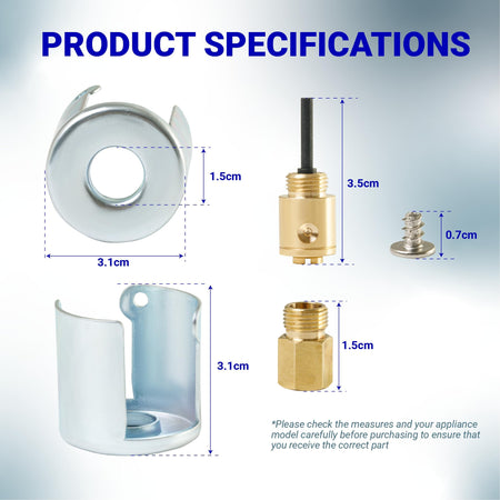 Dimensional diagram of WE25X217 liquid propane conversion kit components for GE gas dryers with labeled measurements.