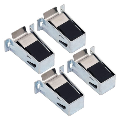Set of four W10111905 metal dryer door catches for Whirlpool and Kenmore appliances.