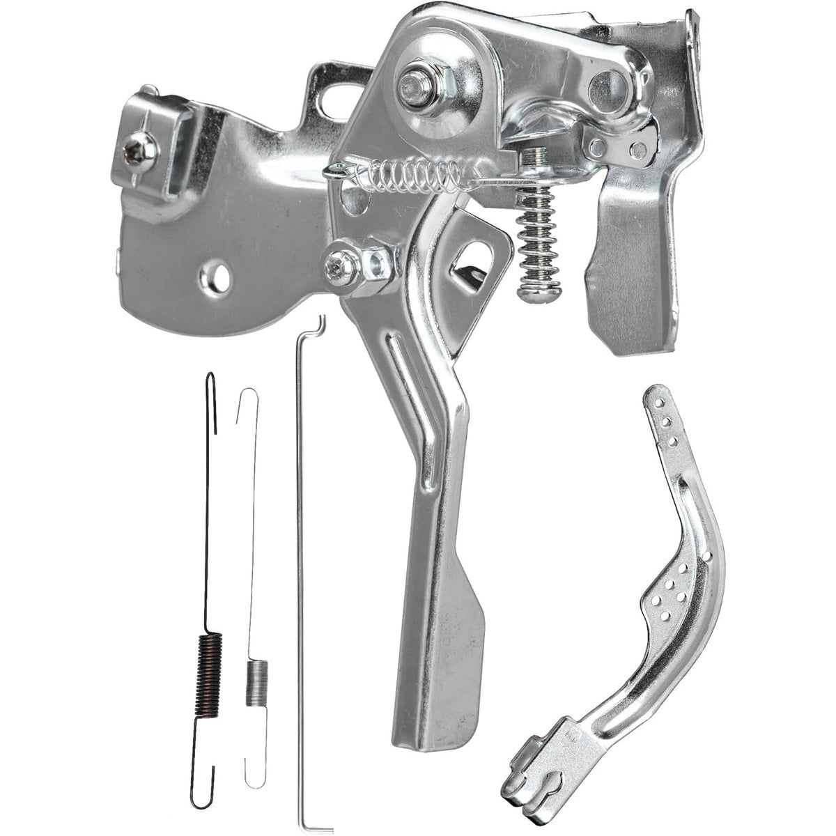 212cc throttle control assembly with mounting bracket, linkage rods, and springs.