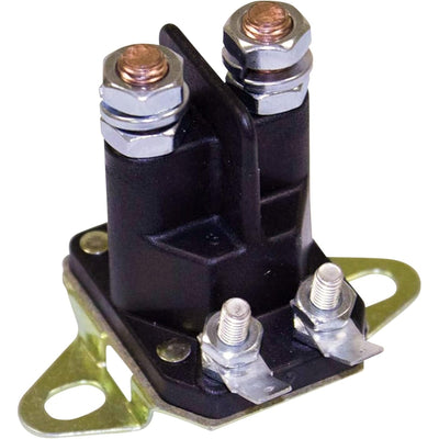 435-099 starter solenoid for Ariens equipment with dual copper terminals and mounting bracket.