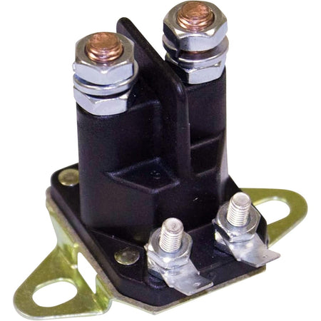 435-099 starter solenoid for Ariens equipment with dual copper terminals and mounting bracket.