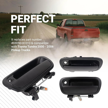 Black tailgate handle replacement for Toyota Tundra 2000-2006, part number 69090-0C010.
