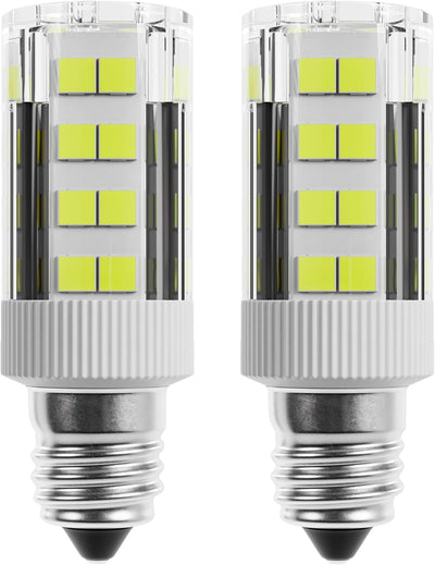 Two WE05X20431 3.5W LED dryer drum light bulbs with E12 candelabra bases.