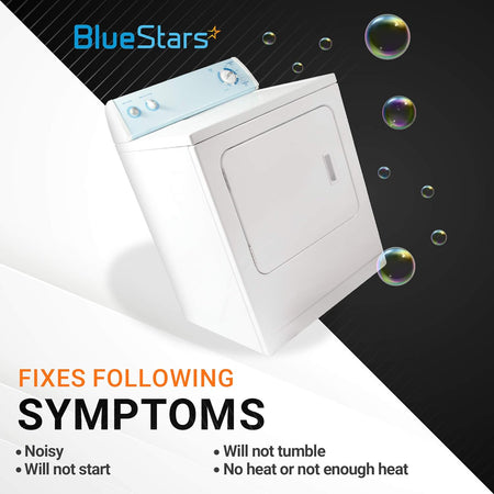 Whirlpool and Maytag dryer showing common symptoms fixed by WPY312959 replacement belt.