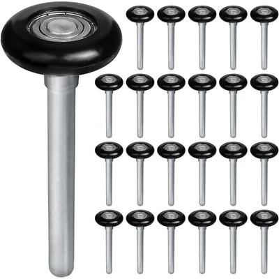 Set of 24 black 1.8-inch nylon garage door rollers with 4.7-inch stems and sealed 6200ZZ bearings.
