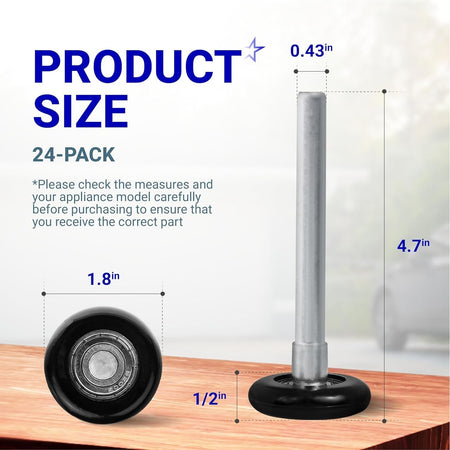 Dimensional diagram showing 1.8-inch nylon garage door roller with 4.7-inch stem and 6200ZZ sealed bearing.