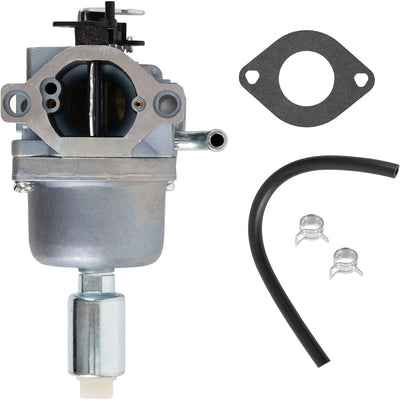 594601 carburetor replacement kit with gasket, fuel line, and clamps for Briggs & Stratton riding lawn mower engines.
