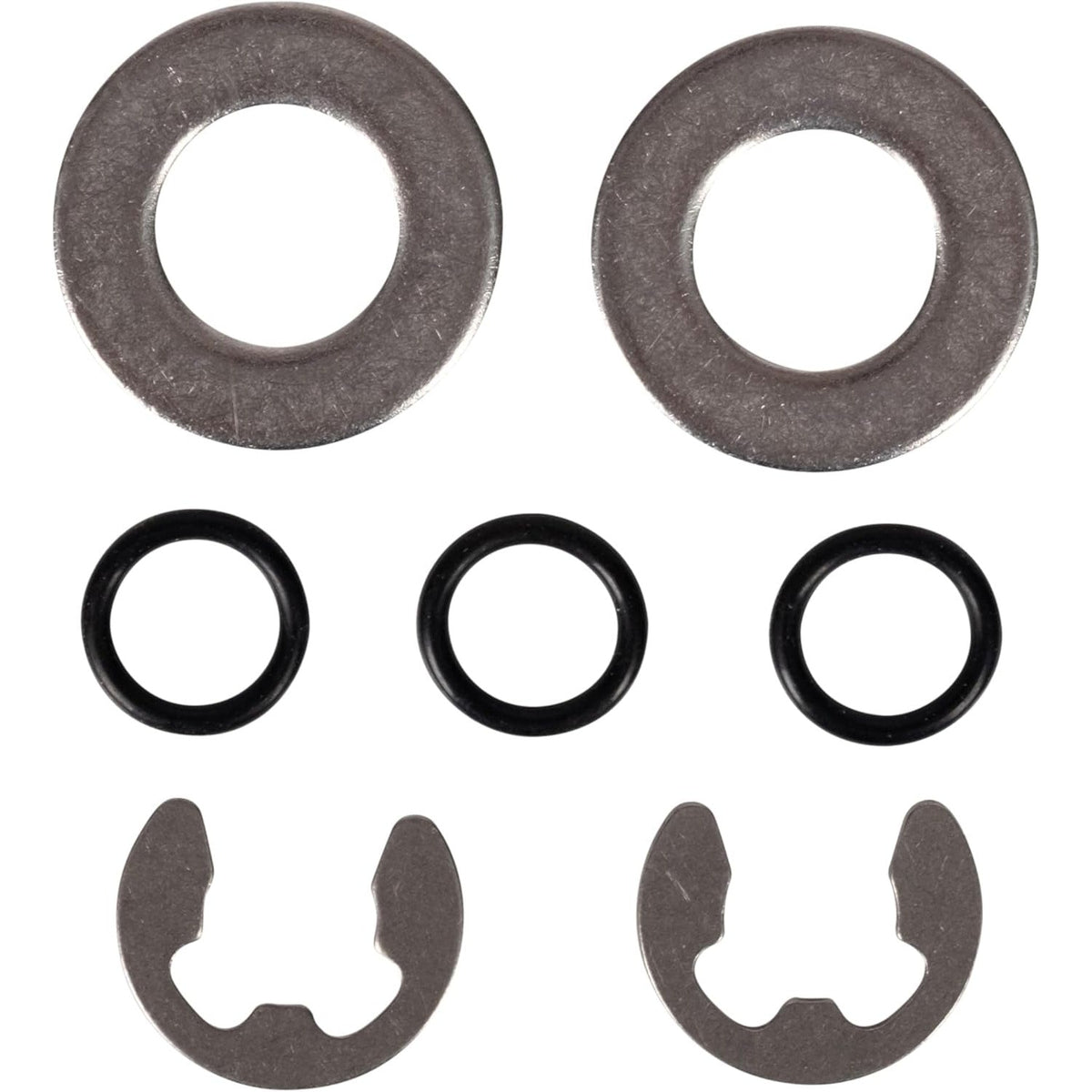 ECX1014A Perflex bump shaft kit components including metal washers, rubber O-rings, and E-clips.