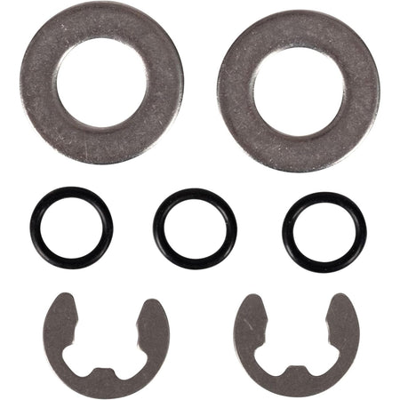 ECX1014A Perflex bump shaft kit components including metal washers, rubber O-rings, and E-clips.