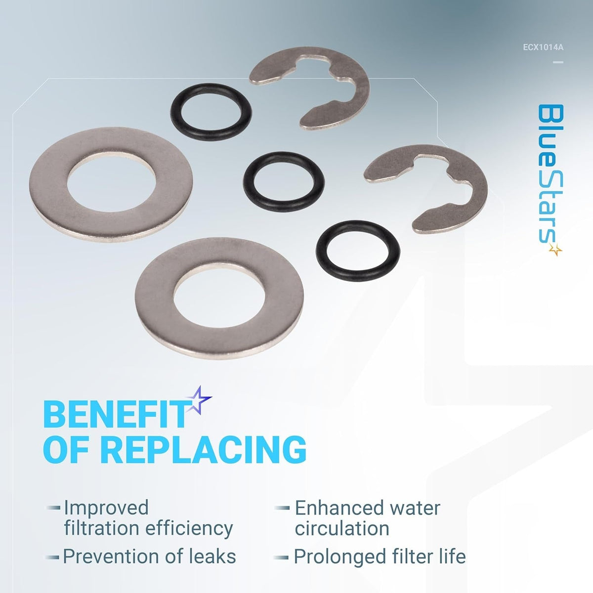 ECX1014A Perflex bump shaft kit components including metal washers, O-rings, and retaining clips.