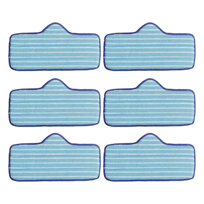 Set of six blue and white striped microfiber replacement pads for Dupray Neat steam cleaner.