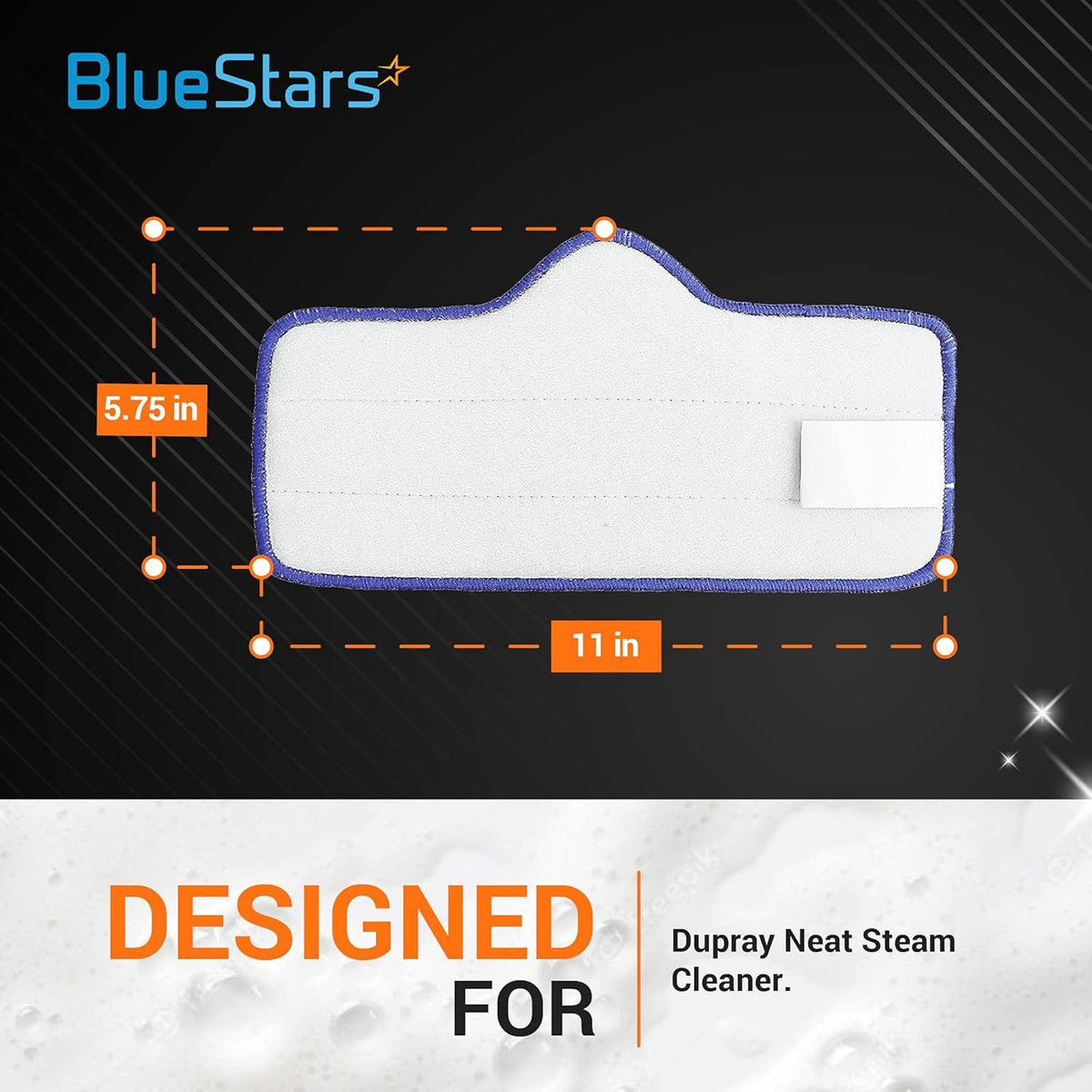 Single microfiber pad for Dupray Neat steam cleaner with 11 inch by 5.75 inch dimensions shown.