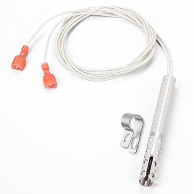1183200 round hot surface igniter with wire leads, connectors, and mounting clip for Southbend ranges.