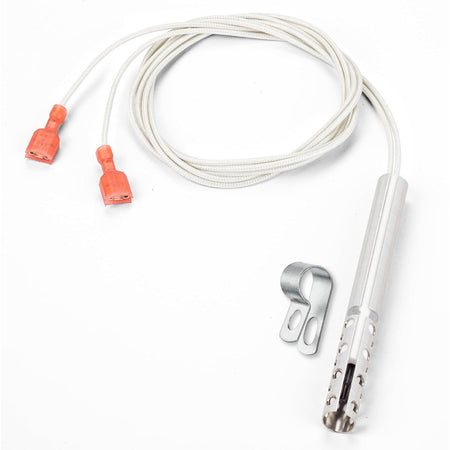 1183200 round hot surface igniter with wire leads, connectors, and mounting clip for Southbend ranges.