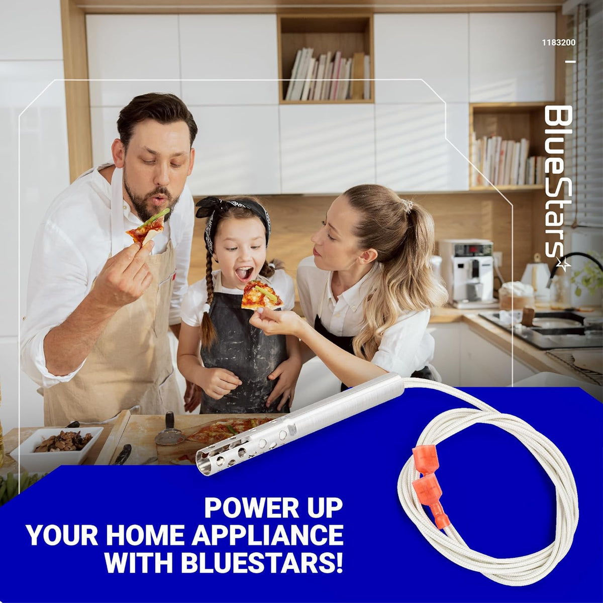 1183200 round hot surface igniter with wire leads and connectors for Southbend range appliances.