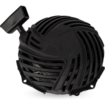 Black recoil pull starter assembly for Briggs & Stratton lawn mower engines.