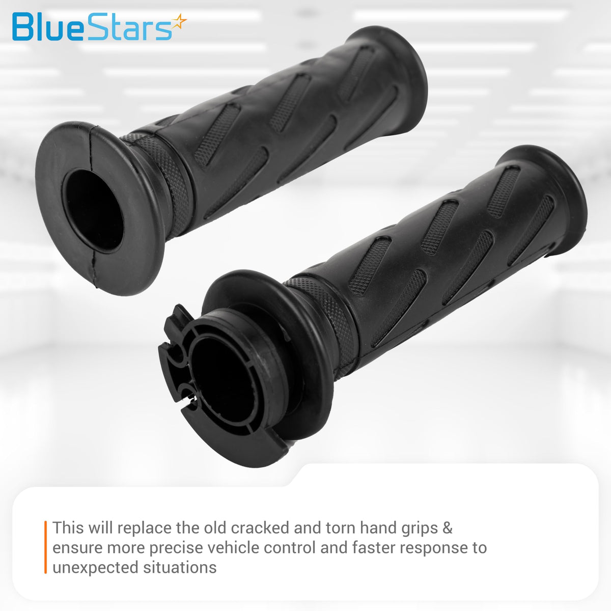 Pair of black nonslip rubber motorcycle hand grips compatible with Suzuki GSX-R and other models.