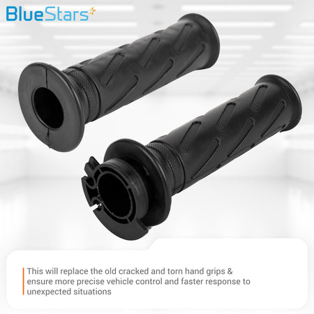 Pair of black nonslip rubber motorcycle hand grips compatible with Suzuki GSX-R and other models.