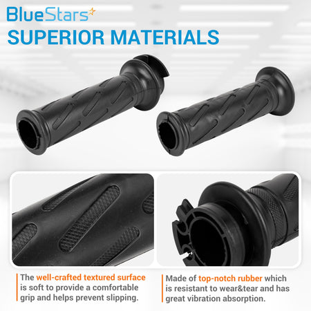 Black nonslip rubber motorcycle hand grips for Suzuki GSX-R, showing textured surface and durable material details.