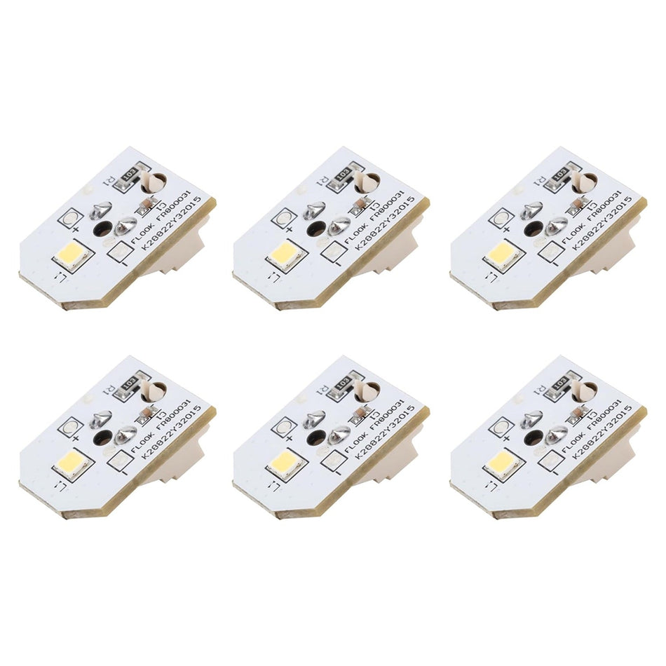 Set of 6 WR55X11132 LED light modules for GE refrigerators arranged in a grid.