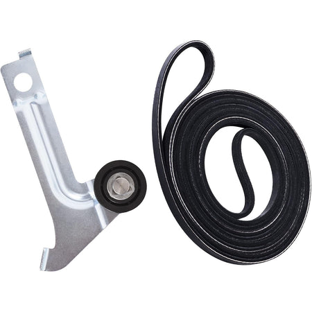 8547174 Dryer Idler Pulley & 8547168 Drive Drum Belt, showing the pulley assembly and coiled belt