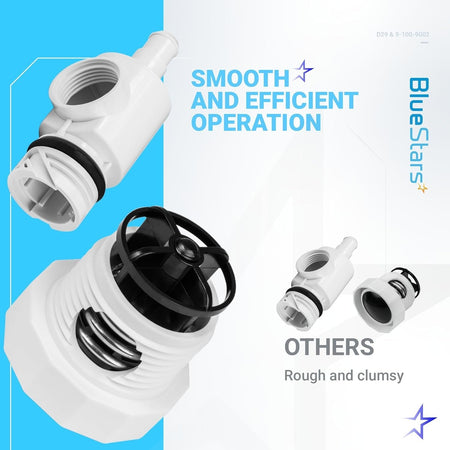 D29 UWF quick disconnect and 9-100-9002 pressure relief valve replacement parts for pool cleaner.