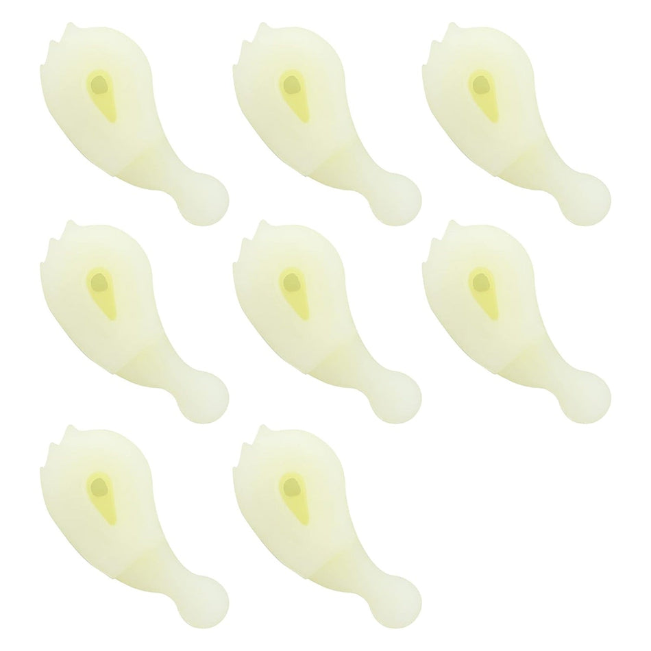 Set of 8 white plastic agitator dogs for Whirlpool and Kenmore washing machines.